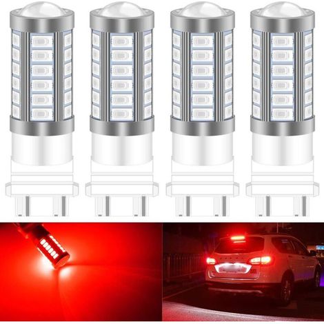 4pcs 3157 3047 3057 3155 5630 33-SMD Rouge 900 Lumens Super Bright LED Tourner Frein Arrière Signal Signal Lampe Ampoule 12V 3.6W (1/5)
