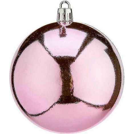 Boules de Noël, 16 unités, 8 cm, en plastique rose