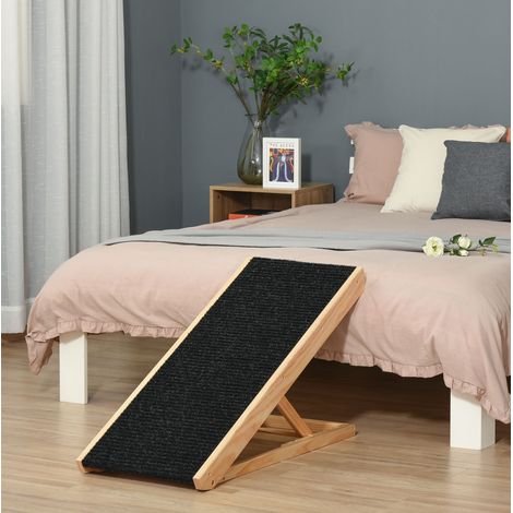 Rampe pour chien réglable, pliable, bois de pin, noire, 90 x 40 x 61 cm OKMYHOME (1/5)