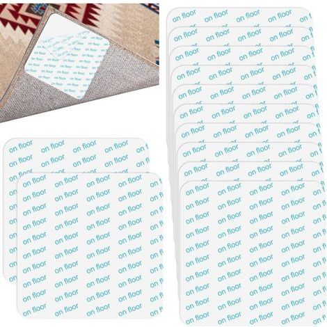 BUNTHAUS 12 Pièces Anti Derapant Tapis,Rug Grippers,Antiderapant Autocollants de Tapis,Réutilisable et Lavable Tapis Antidérapant,pour Planchers de Bois Franc,Carpettes et Tapis,Blanc105x105cm