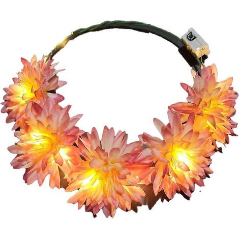Couronne de fleurs LED, serre-tête fleuri lumineux, coiffe fleurie (1/4)