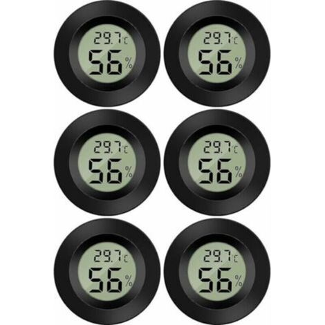(6 Stück - B) Mini-Digital-LCD-Thermometer-Hygrometer Temperatur- und Feuchtigkeitsanzeige -50-70℃ 10%-99% RH Tragbares Thermometer-Thermometer-Hygrometer-Indikator für Büro, Küche, Luftbefeuchter, In