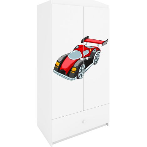 Armario 2 puertas 1 cajón Kocot Kids Babydream Coche de Carreras - Blanco (1/4)