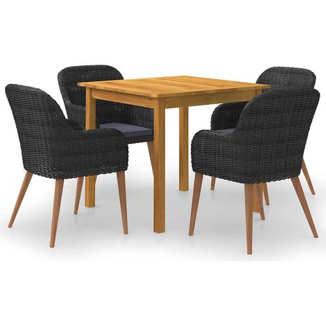 vidaXL Juego de comedor para jardín 5 piezas negro (1/4)