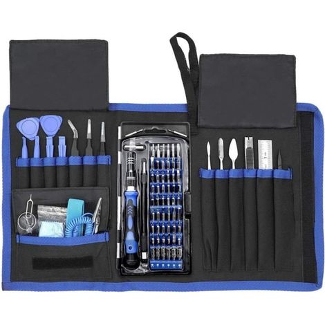 Tournevis Magnetique - 56 Embouts - Manche Ergonomique En Aluminium Renforcé - Extension Flexible - Bracelet Anti-Statique - Kit Réparation Électronique - 1 Pièce (1/5)