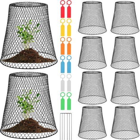 10PCS Cloche de Jardin en Métal, Cloche de Jardin en Fil de Fer, Cloche de Plante en Fil de Jardin en Métal, Cloche de Protection en Métal pour Jardin, Cage de Protection des Plantes, Noir (1/5)