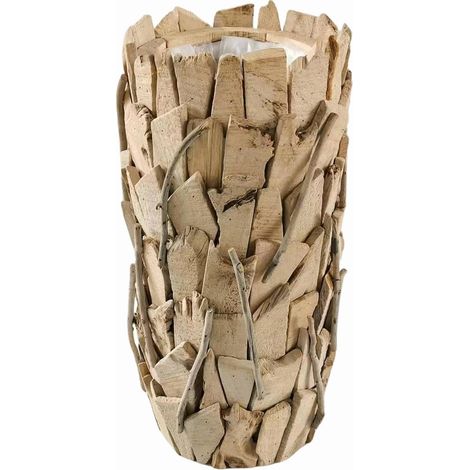 Vase naturel en bois flotté intérieur plastique étanche - bois flotté naturel clair (1/4)