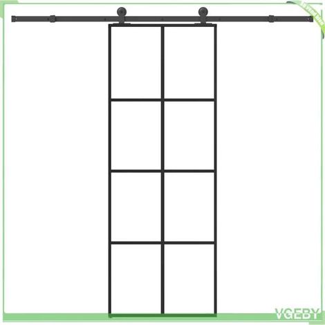 Porte coulissante - 3332887 - 76 x 205 cm - Verre ESG 5 mm - Cadre aluminium noir (1/5)