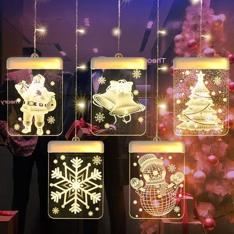 5 in 1 Rideau Lumineux 3D,USB cordes Guirlandes Lumineuses,Décoration Intérieur et Extérieur pour Fête Jardin Mariage Patio (Coloré) (1/4)