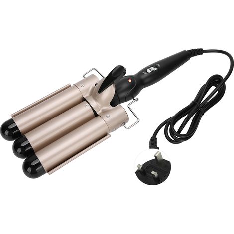 Fer à friser 3 barils réglable 32mm, lisseur ondulant professionnel 110V-240V avec prise UK, outil de coiffure polyvalent. (1/5)