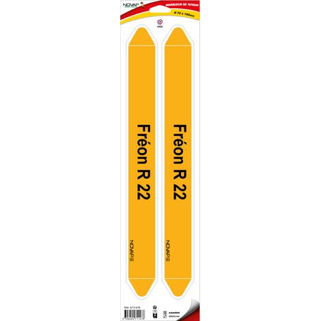 Planche de 2 marqueurs de tuyauterie 450 x 52 mm pour Ø 70 à 100 mm - Fréon R22 - 4711478 (1/2)