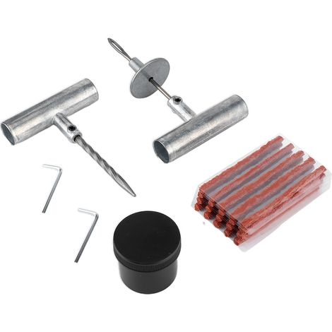 Kit de réparation de pneus tubeless, outil de réparation de crevaison pour tracteurs, tondeuses à gazon, camions et automobiles (1/5)