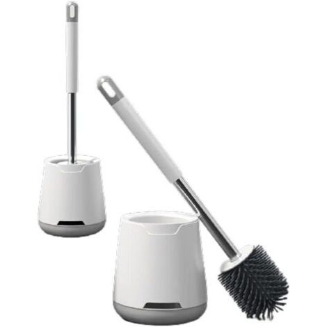Brosse de Toilette Brosse de toilette en silicone avec poignée longue et porte-drain rapide monte mural ou outil de salle de bain