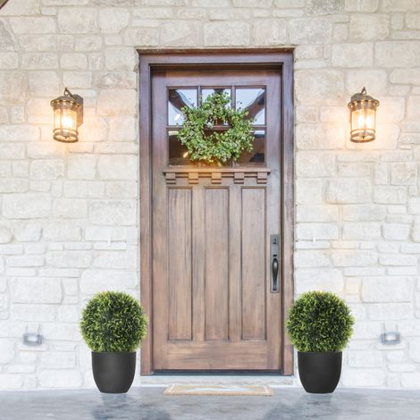 Piante artificiali in set da 2, piante decorative resistenti ai raggi UV, piante decorative, per interni ed esterni, 45 cm, verdi