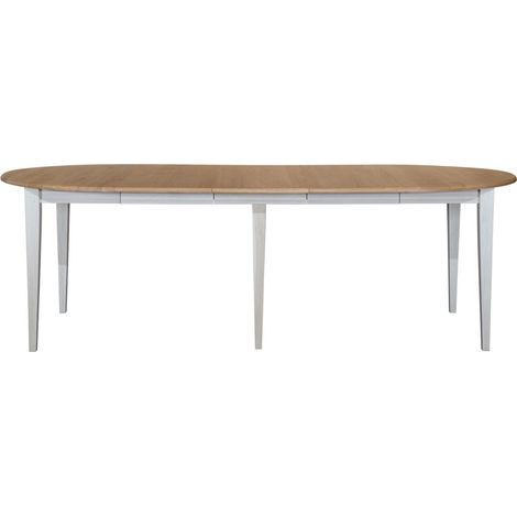 Table ronde 6 pieds fuseau D105 + 3 rallonges bois - VICTORIA