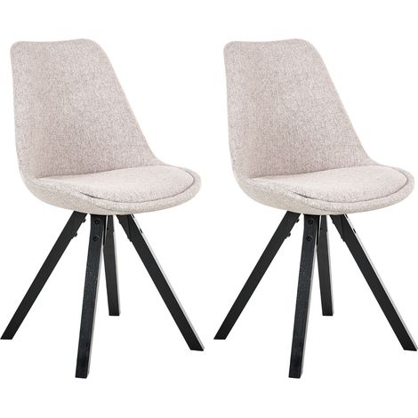 Lot de 2 Chaises de Salle à Manger Scandinave en Tissu Sans Accoudoirs Rembourré Marron Clair Hedley