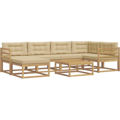 Conjunto de sofás de exterior 7 pcs y Beige vidaXL (1/5)