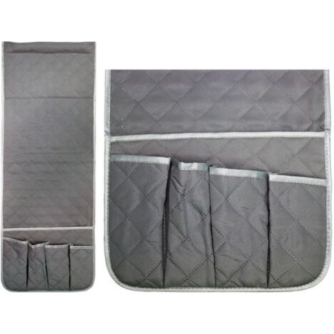 Pair Sac de rangement pour accoudoir de canapé, coloris gris, organiseur pratique pour salon