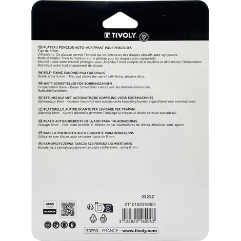 Tivoly • Platorello Abrasivo per Trapano • Gomma • Ø125mm • Asta Ø8mm