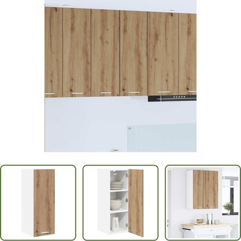 vidaXL Meuble suspendu - Armoire suspendue Chêne Artisan et Blanc 30 x 31 x 80 cm (1/5)