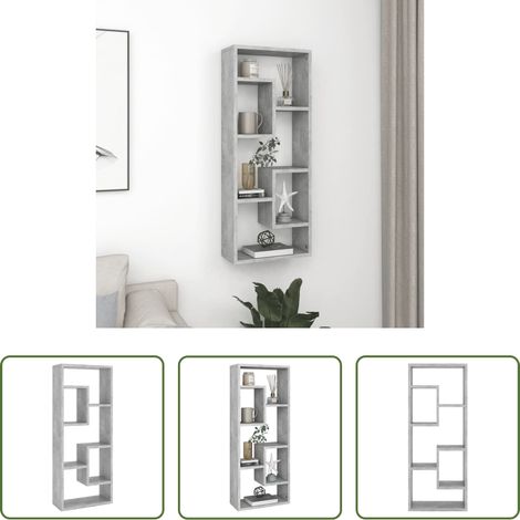 Rangement intérieur - Étagère murale Gris béton 36x16x90 cm Bois d'ingénierie (1/5)