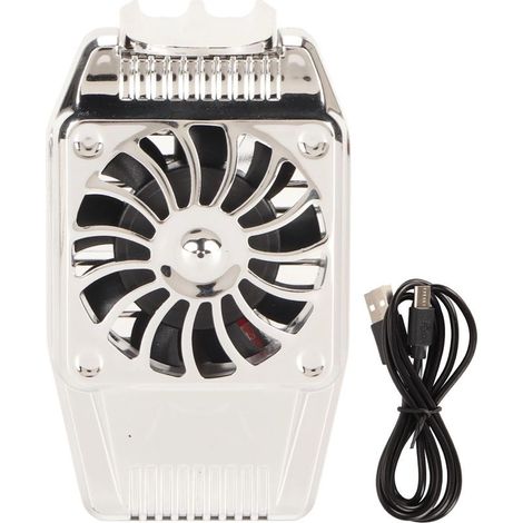 Extrem leiser Handykühler mit ausziehbarem Clip, ideal für Gaming, Videostreaming und Videospiele. Farbe: Silber. (1/5)