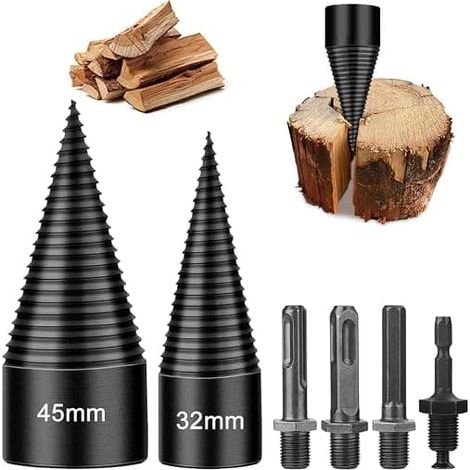 Mèche à fendre le bois 32 mm + 42 mm, mèche conique à fendre le bois, mèche conique à 4 poignées, mèche carrée/ronde/hexagonale (1/5)