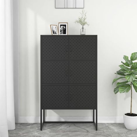 Highboard Schwarz 80x35x135 cm Stahl (1/5)