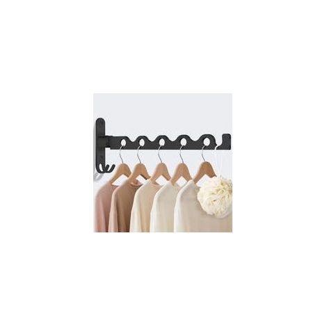 90° (Noir) Étendoir Mural, Cintre Mural Support de Séchage Pliable Crochet Cintre pour Balcon Rotation Porte-vêtements Pliable Mural pour Salle Bain, Chambre, Hôtel, Buanderie (1/5)
