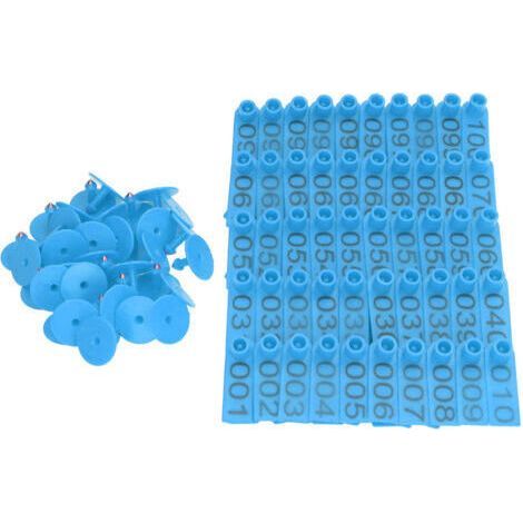 100 jeux de boucles auriculaires numérotées pour bovins (vaches, porcs, moutons), identification précise, bleues (1/5)