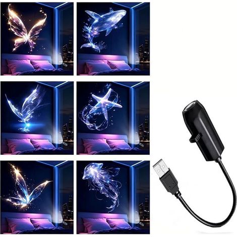 Lampe étoilée LED pour chambre à coucher, projecteur de lumière étoilée avec 6 disques de film interchangeables, alimentation USB, lampe galaxie romantique pour chambre à coucher, plafond (1/5)