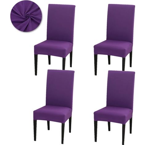 Juego de 4 fundas para sillas de comedor, elásticas y universales, para bodas y fiestas en casa, color morado.