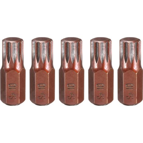 5Pcs M10 Embout de Tournevis Torx 10mm Tige Hexagonale 30mm Longueur Acier S2 Embouts de Tournevis Hexagonaux à 12 Pans Inviolables de Sécurité (1/5)