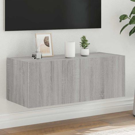 TV-Wandschrank mit LED-Leuchten Grau Sonoma 80x35x31 cm (1/5)