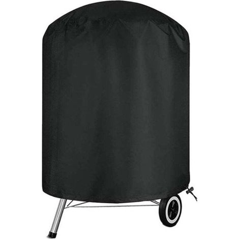 Funda redonda para barbacoa de exterior, resistente a los rayos UV y al agua, de tela Oxford 210D, Ø61x72cm, compatible con la mayoría de barbacoas, color negro - Crezuo