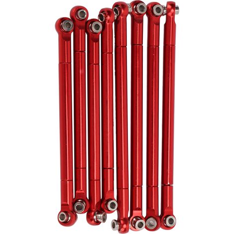 8PCS Tiges métalliques complètes de direction et de liaison pour modèle MN86 série amélioration voiture RC rouge (1/5)
