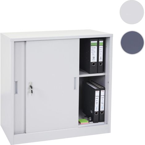 Meuble-classeur Boston HWC-F41, placard en métal avec portes coulissantes, 90x90x45cm - anthracite
