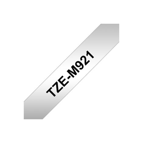 TZE-M921 -  černý tisk/matně stříbrný podklad, 9mm