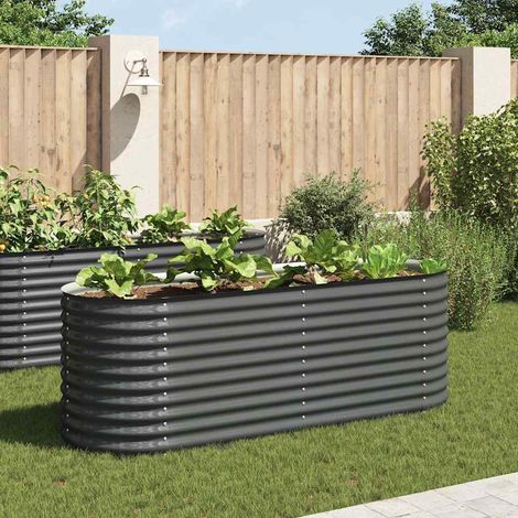 vidaXL Arriate de acero galvanizado gris 240x80x81 cm (1/5)