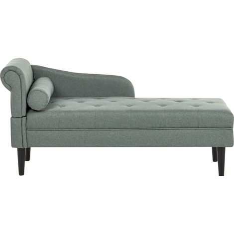 Chaise longue de tela diván de estilo moderno patas de madera cojín incluido fácil de limpiar verde izquierdo Yvoire