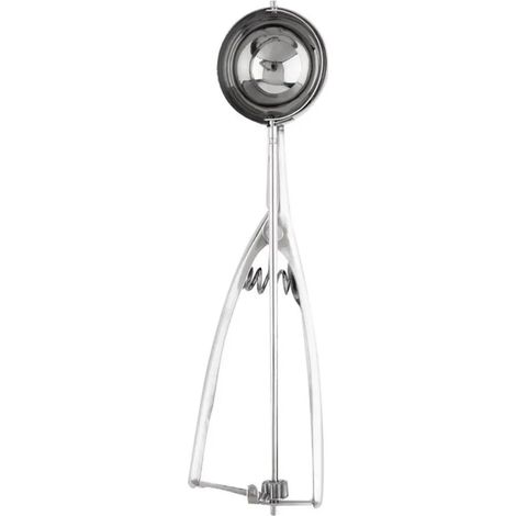 Cuillère à glace en acier inoxydable avec gâchette pour glace, fruits, pâte à biscuits, grande sphère Ø 50 mm, sorbetière, argentée, 1 pièce (1/5)