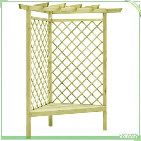 Pergola d'angle avec siège - FAFEICY - 49029 - Pin imprégné - Banquette intégrée - Vert (1/5)