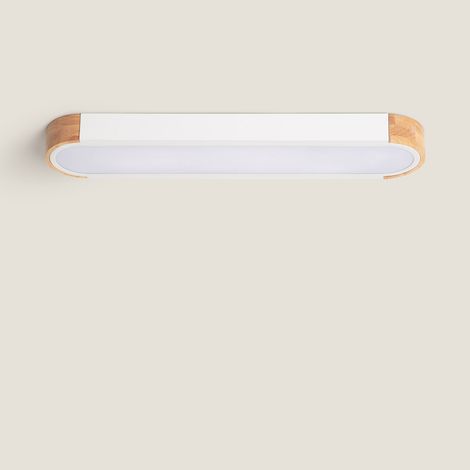 Plafoniera LED 18 W in Legno e Alluminio 140x650 mm, CCT Selezionabile, Dari Lang Bianco (1/5)
