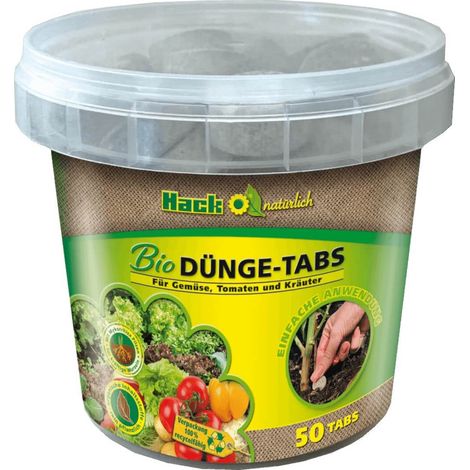 Hack Bio Dünge Tabs 50 Tabletten im Eimer für Gemüse Tomaten Kräuter Ganzjährig (1/2)
