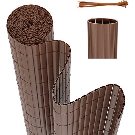 Randaco PVC Sichtschutzmatte Balkon & Zaun – Wetterfester Sichtschutzzaun für Zaun, Windschutz, Zuschneidbar Braun 160x300cm