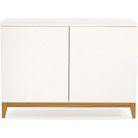 Buffet 2 Portes "Blanco" 120cm Blanc & Chêne (1/5)