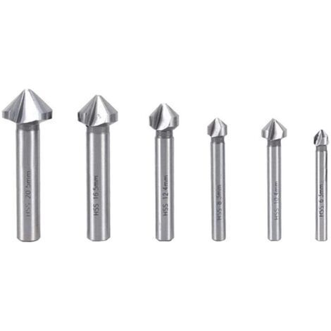 Foret à Fraiser 6 Pièces Fraise Metal Fraisoir Bois HSS Fraise à Chanfreiner 90 Degrés Fraise à Chanfreiner Metaux Chanfreiner Outil pour DIY Home et General Construction (1/5)
