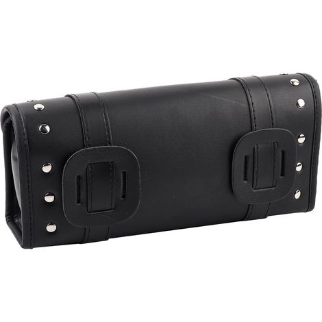 Sacoche de réservoir moto en cuir PU noir, sacs de guidon avant arrière, bagagerie latérale (1/5)