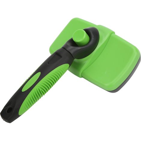 Brosse à poils pour animaux autonettoyante et massante à embouts ronds, idéale pour le toilettage des chiens, chats et lapins (verte).