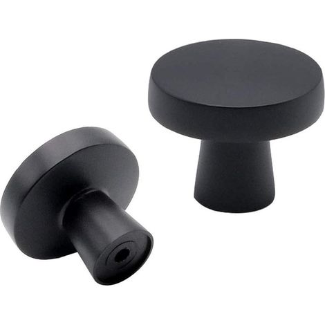 10 boutons ronds pour armoires, tiroirs et placards (noirs) (1/5)